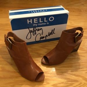 New in Box! Jeffrey Campbell “Frolic” Brown Soft Leather 3” Heel Booties Size 8